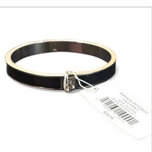 Banana Republic Black And Silver Bangle Bracelet W/ Spring Closure NWT